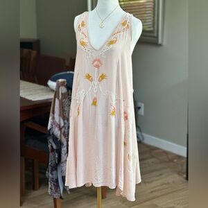 Free people “Adelaide” festival embroidered gauzy boho dress SZ S